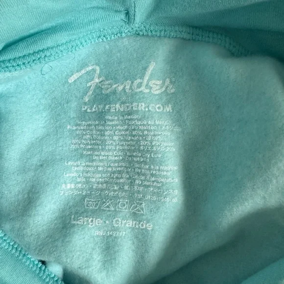 NWT Fender Aqua (Daphne Blue) Sweatshirt with White Fender Logo - Picture 4 of 6